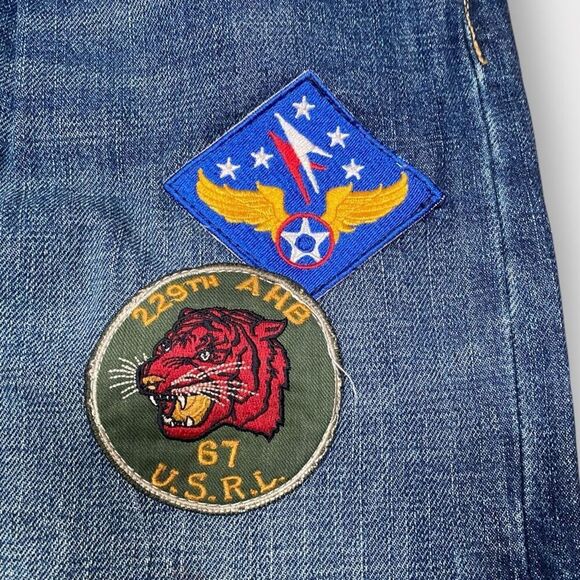Polo Ralph Lauren Tiger Military Patch Patchwork Distressed Jeans size 36x34 New - Picture 4 of 14